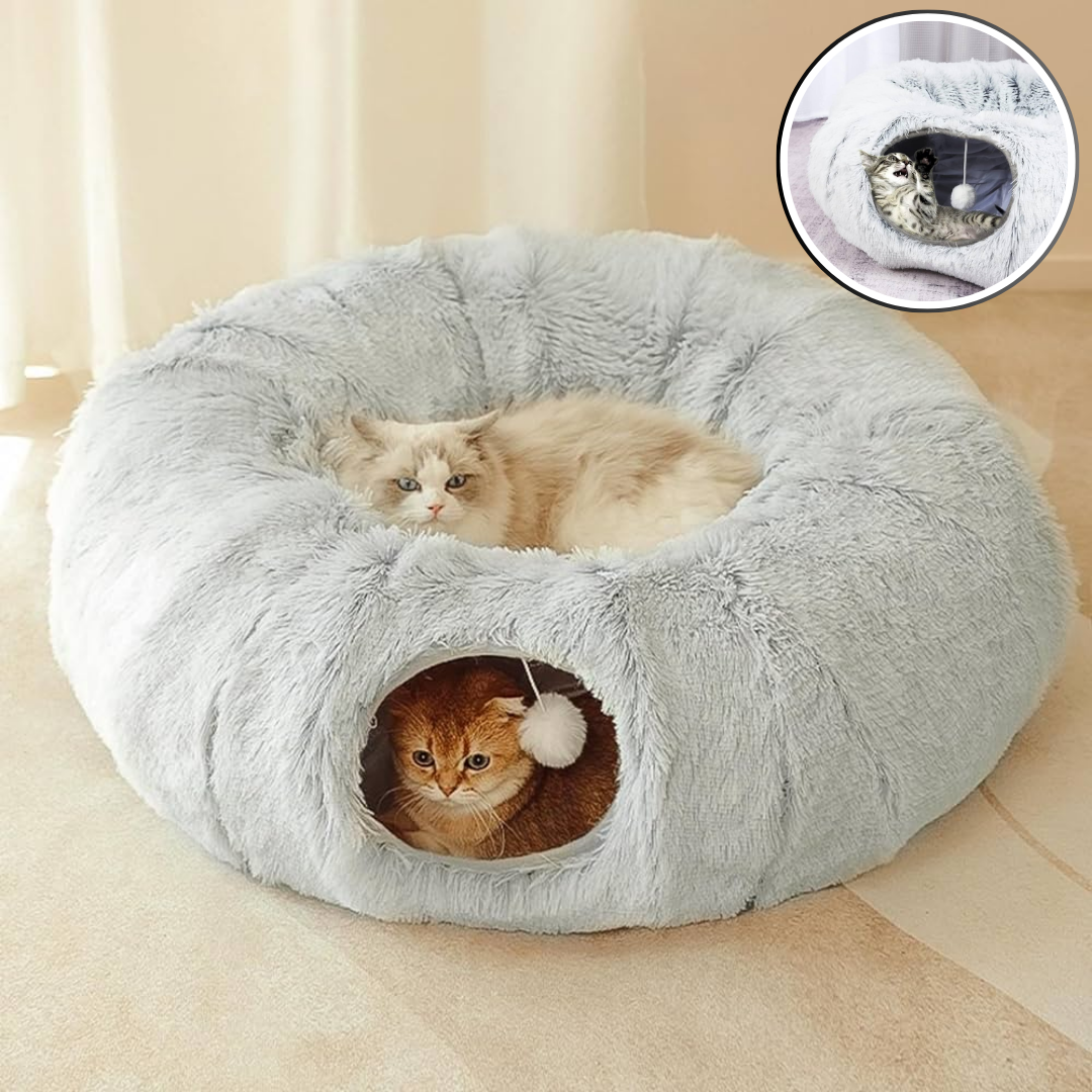 lit pour chat rond en forme de tunnel