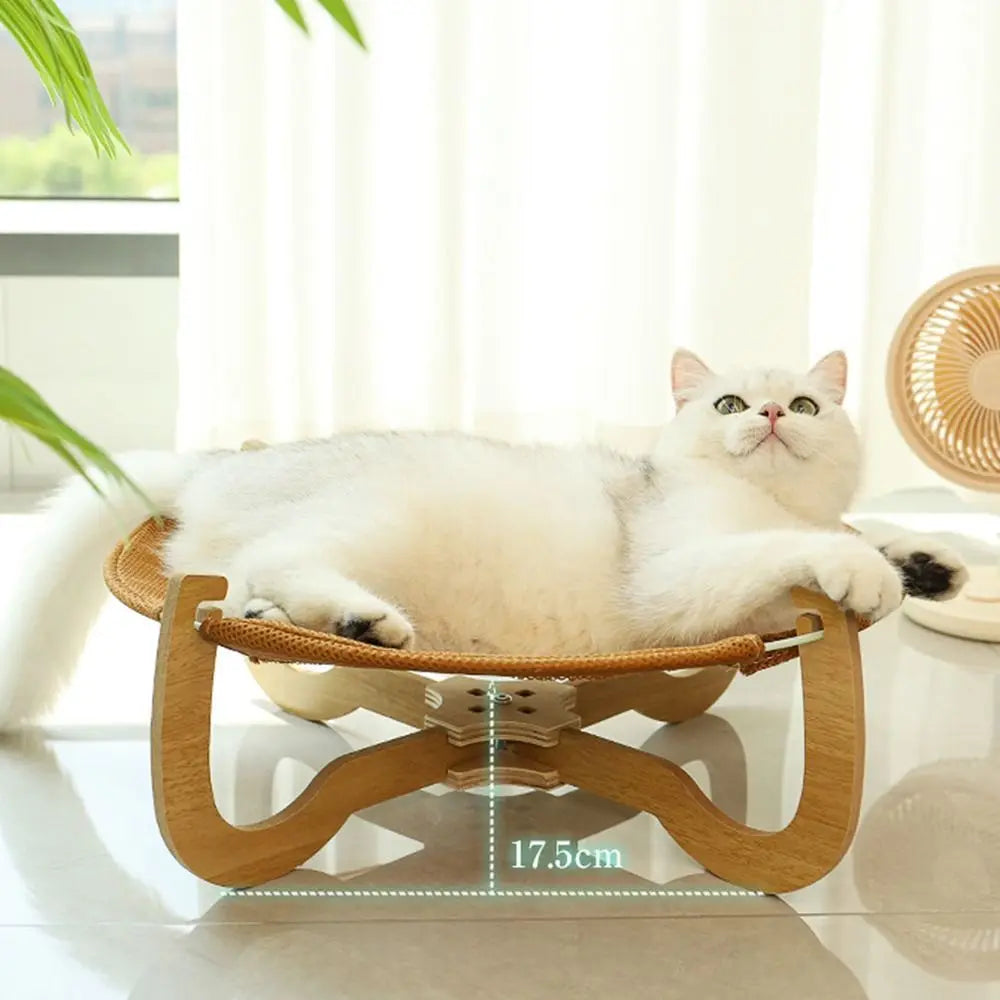 hamac pour chat - rond en bois