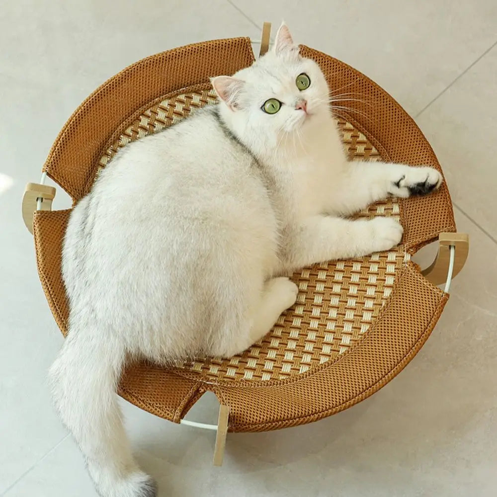 hamac pour chat - rond en bois