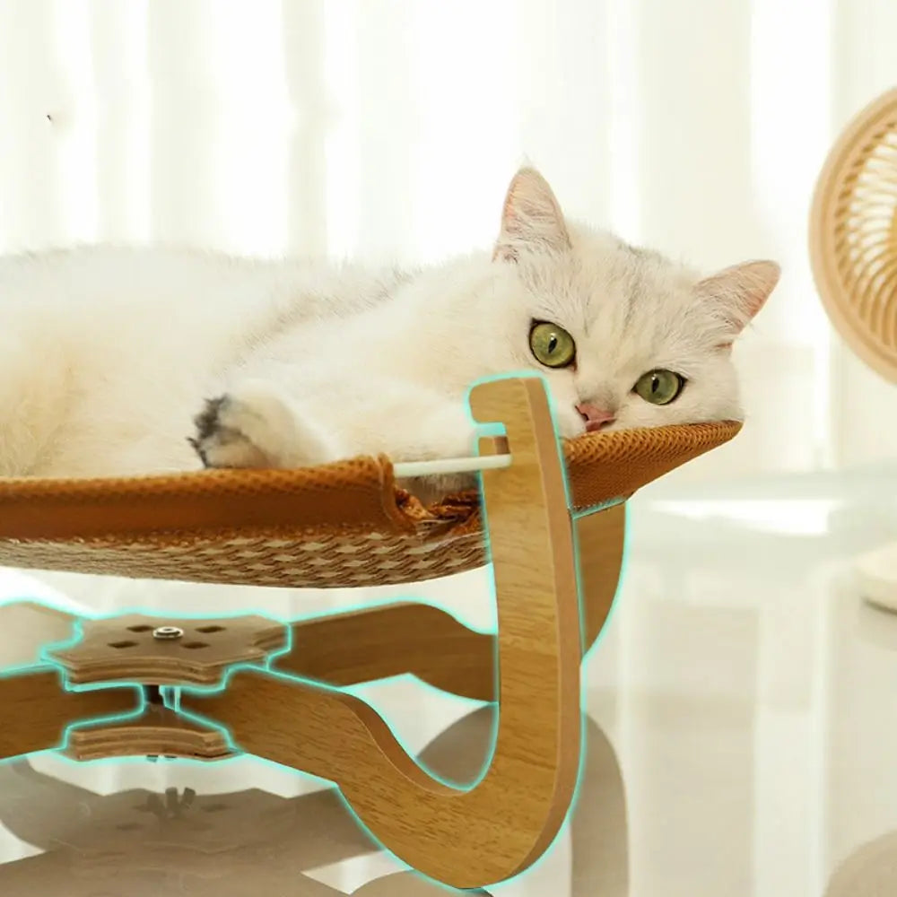 hamac pour chat - rond en bois