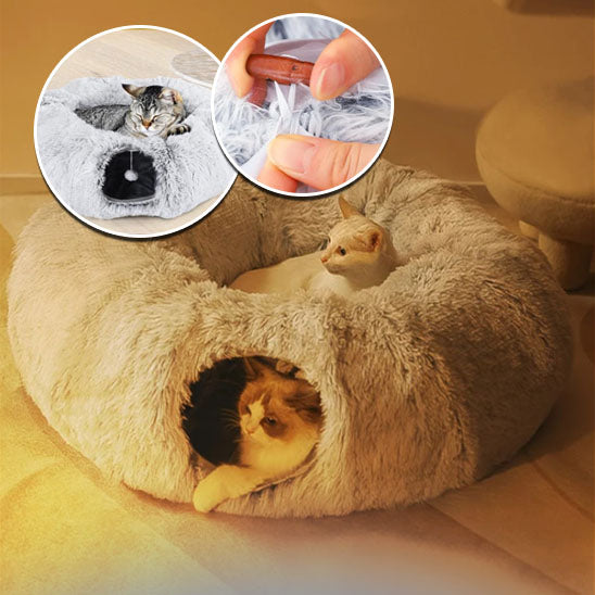 lit pour chat rond en forme de tunnel