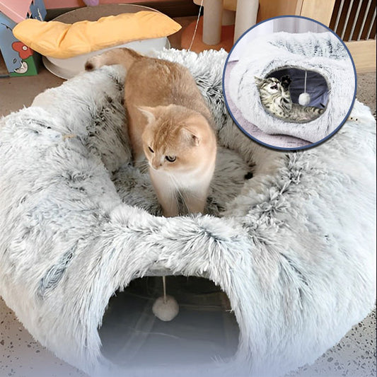 lit pour chat rond en forme de tunnel